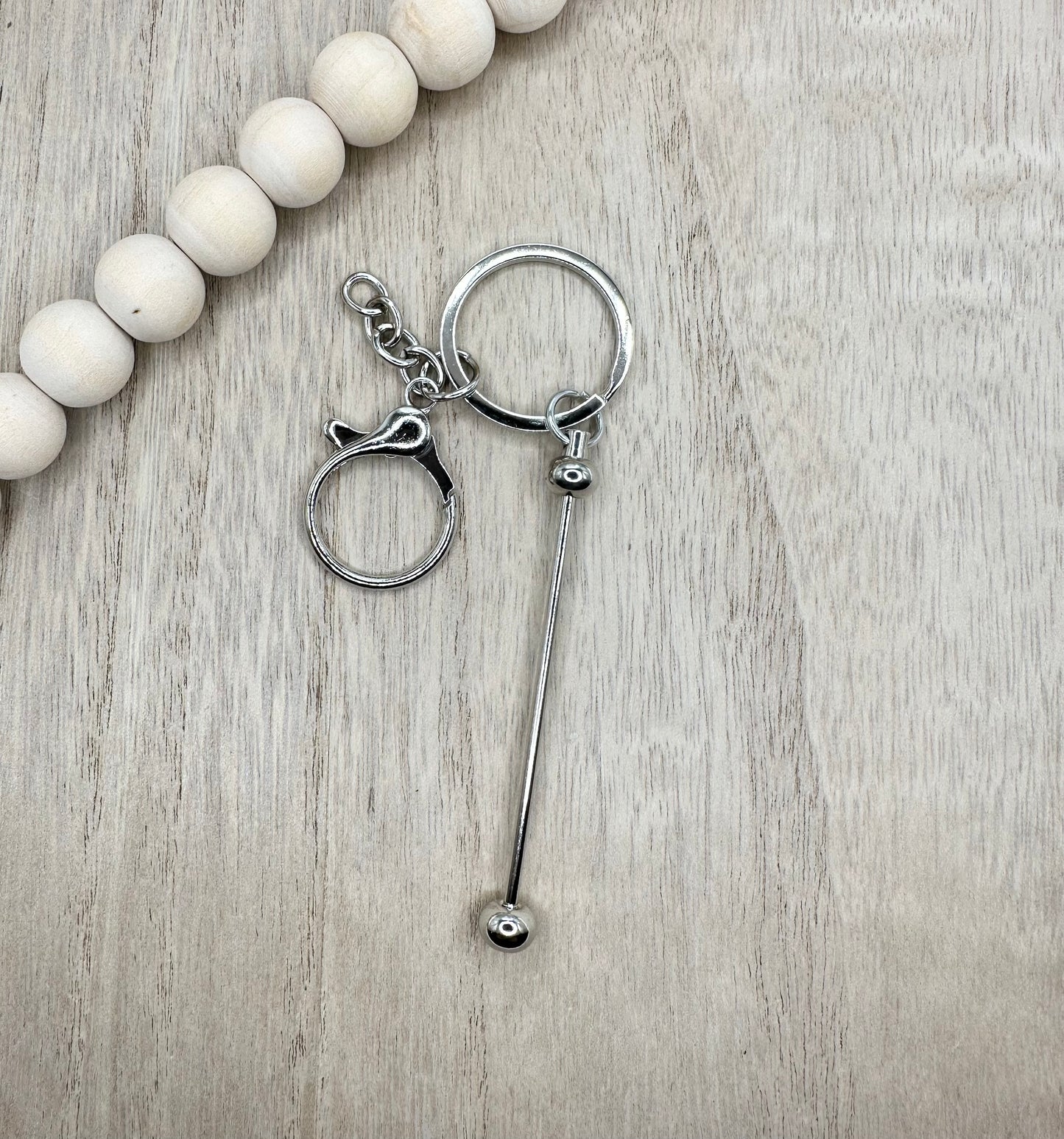 Beadable Key Chain Bar Silver