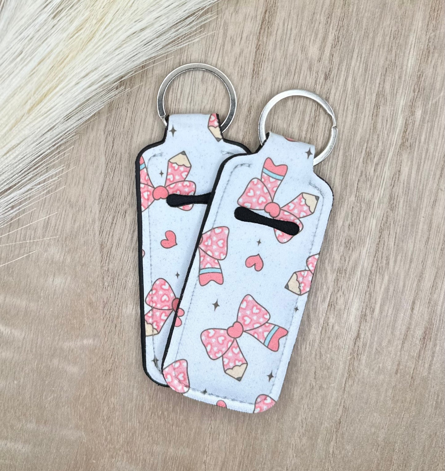 Pencil Bows Style Chapstick Holder Lip Balm Sleeve Neoprene