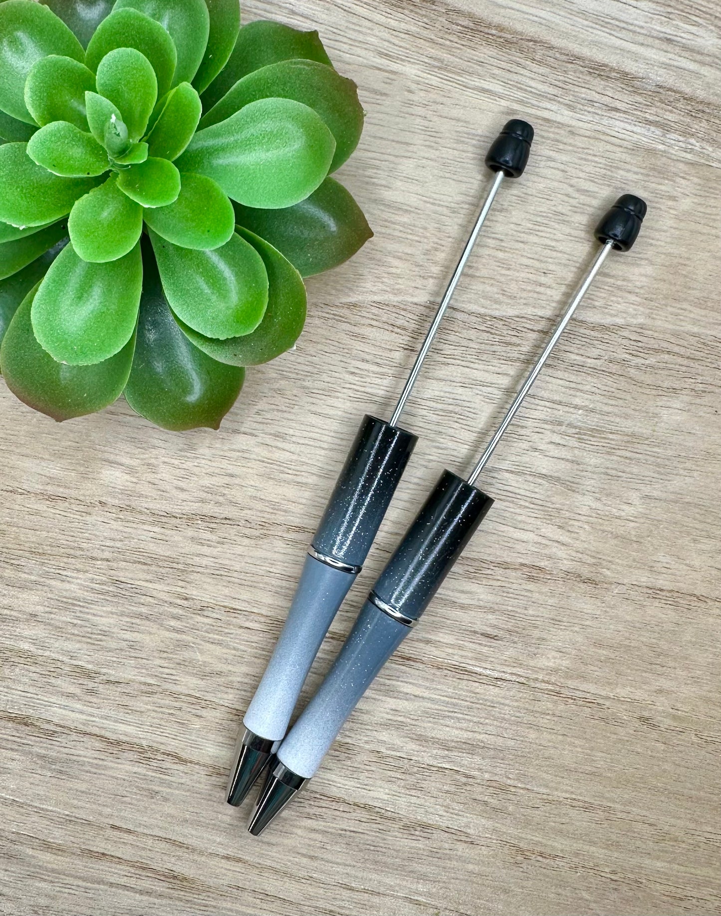 Black Ombre Glitter Beadable Pen