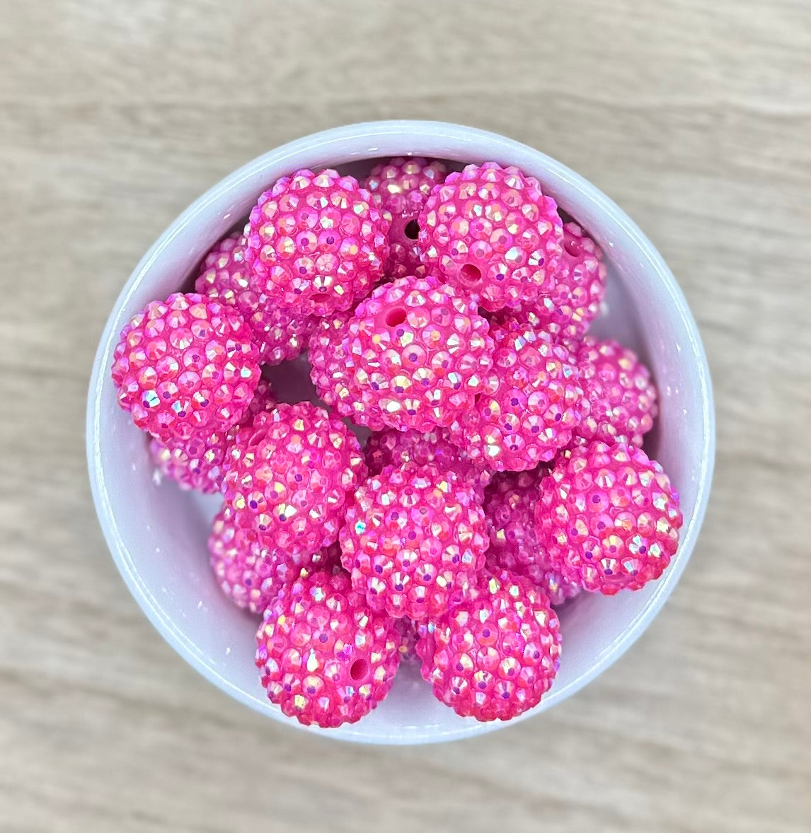 Hot Pink 20mm Rhinestone Acrylic Beads