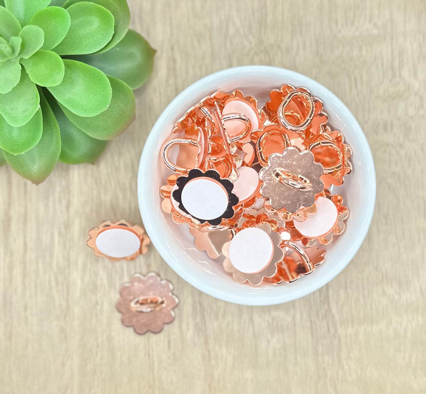 Rose Gold Flower Shaped Adhesive Phone Cup Charm Holders