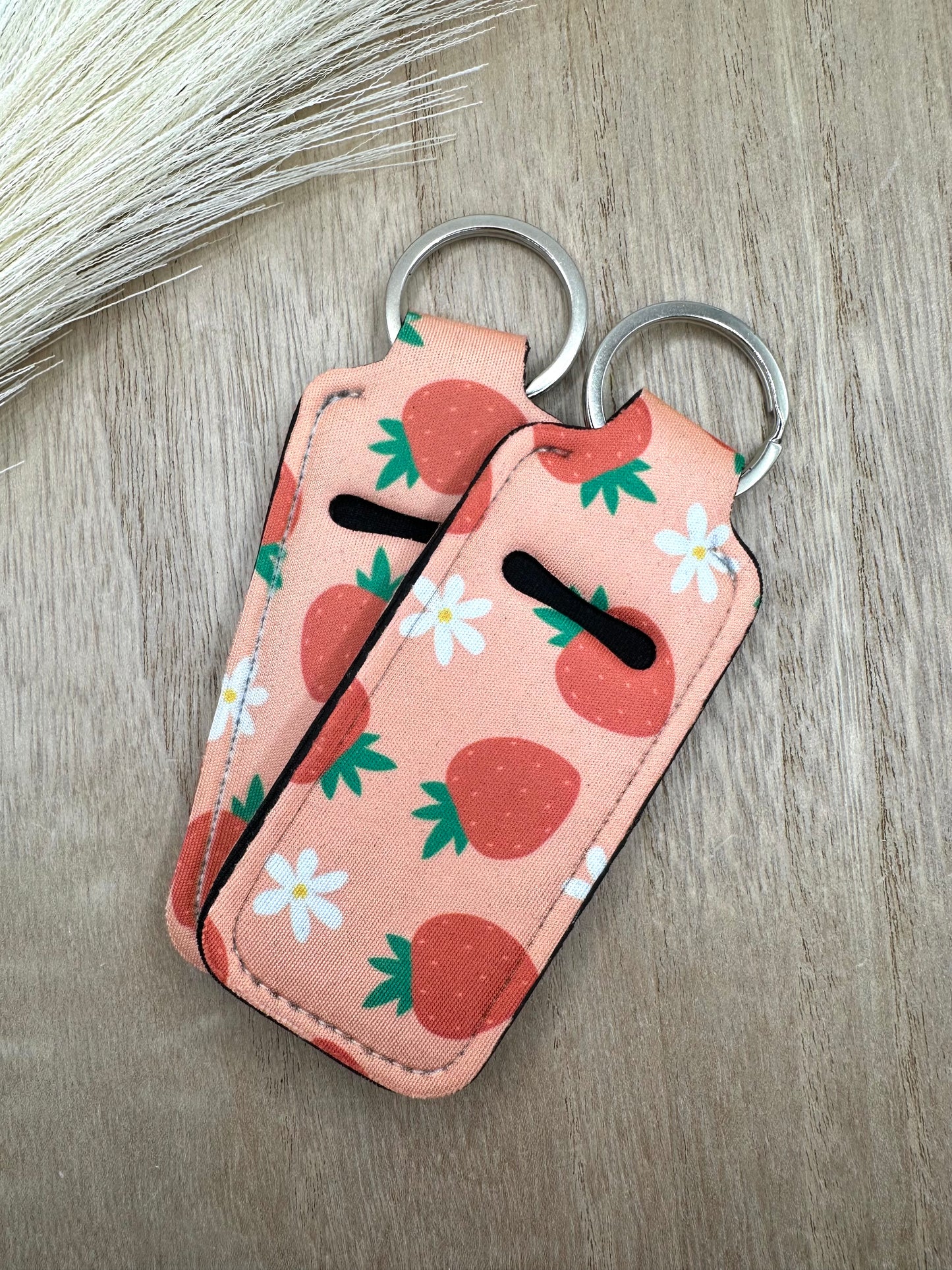 Strawberries Fruit Style Chapstick Holder Lip Balm Sleeve Neoprene