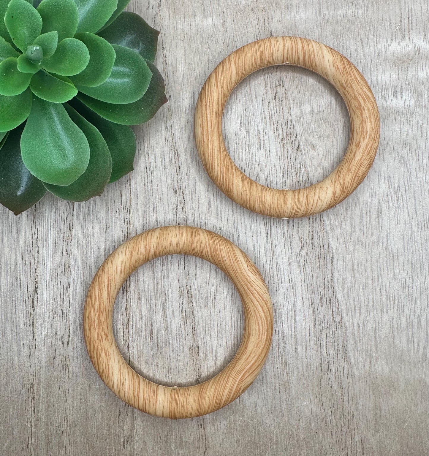 Light Wood Printed Silicone Ring Bead Car Charms