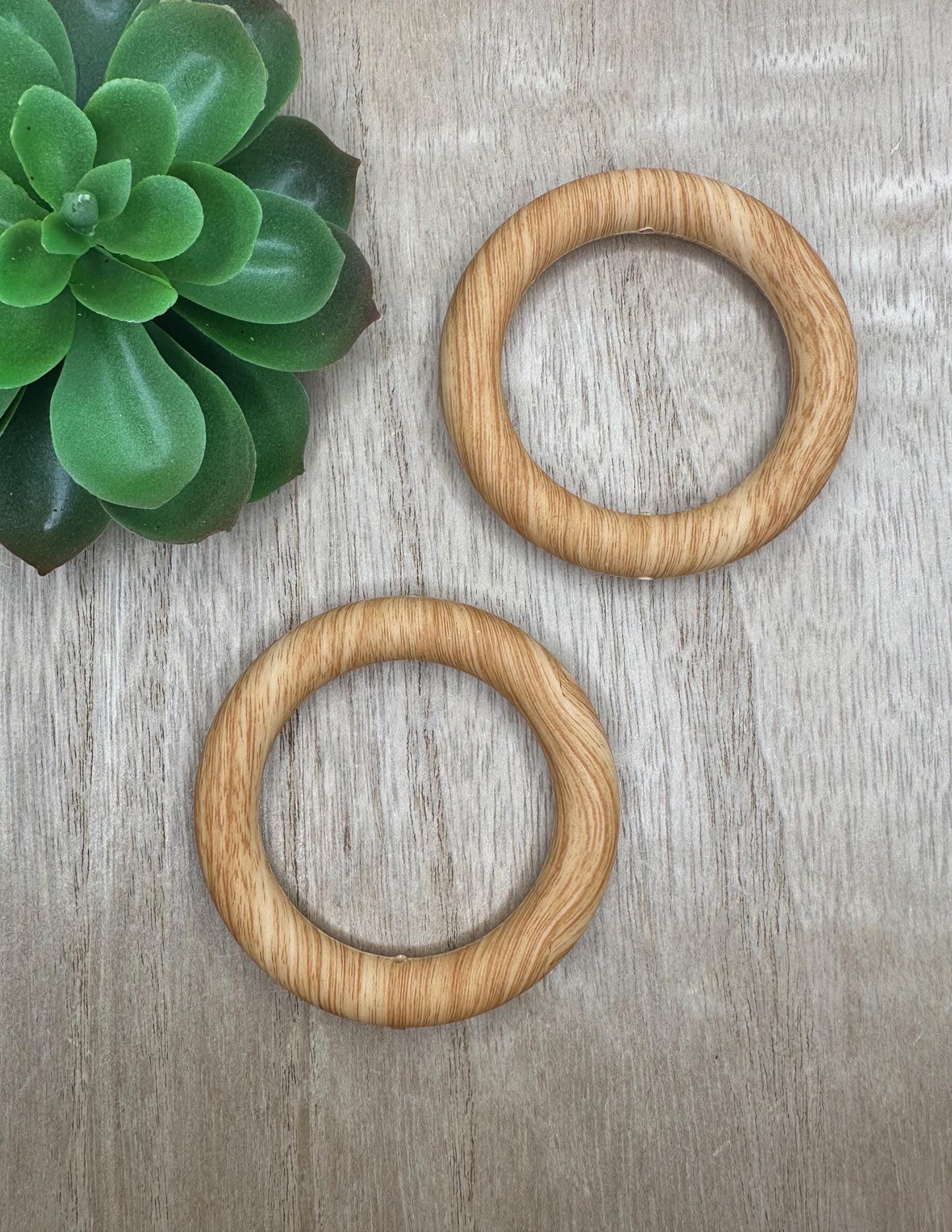Light Wood Printed Silicone Ring Bead Car Charms