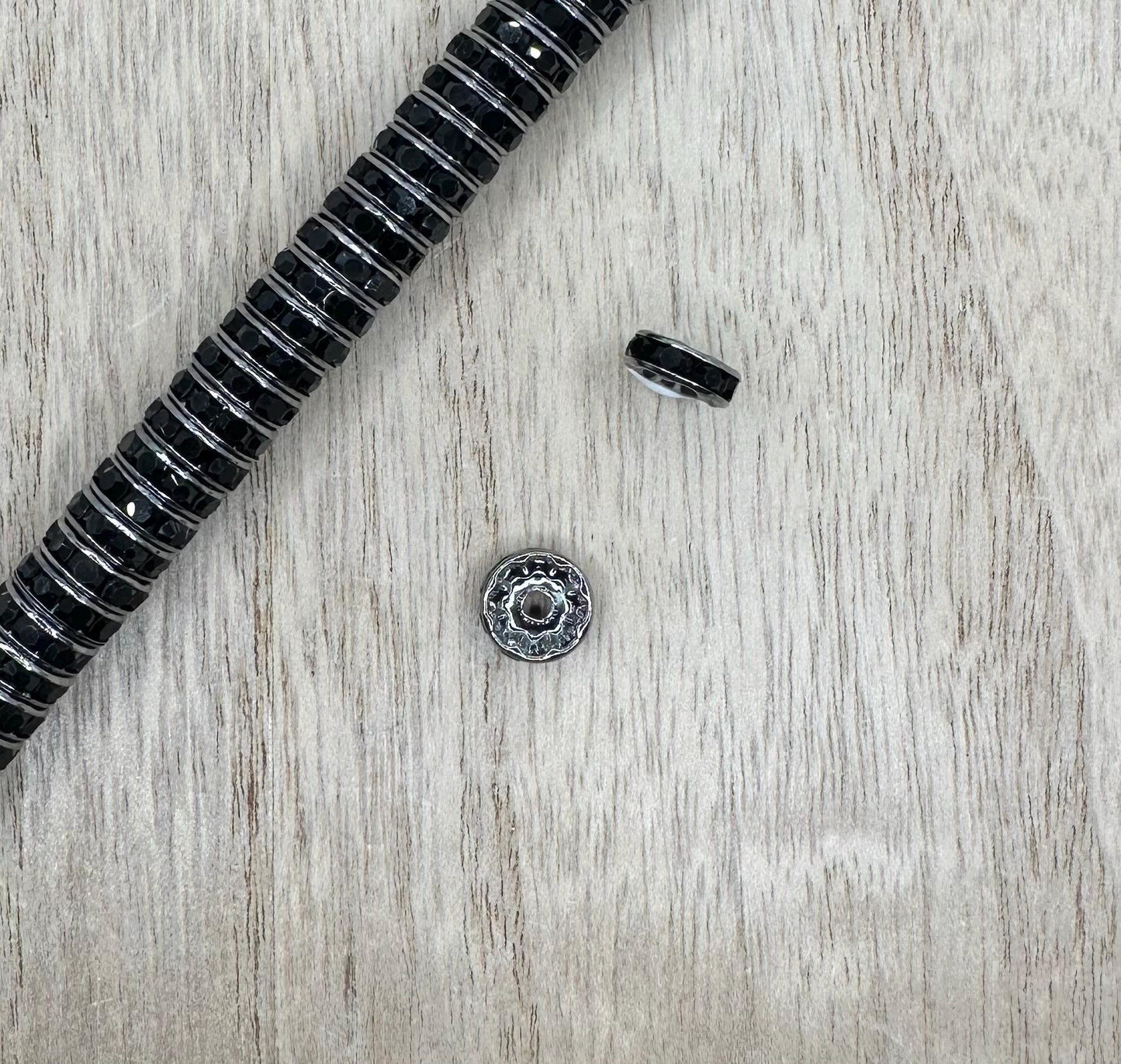 Black 10mm Rhinestone Spacers