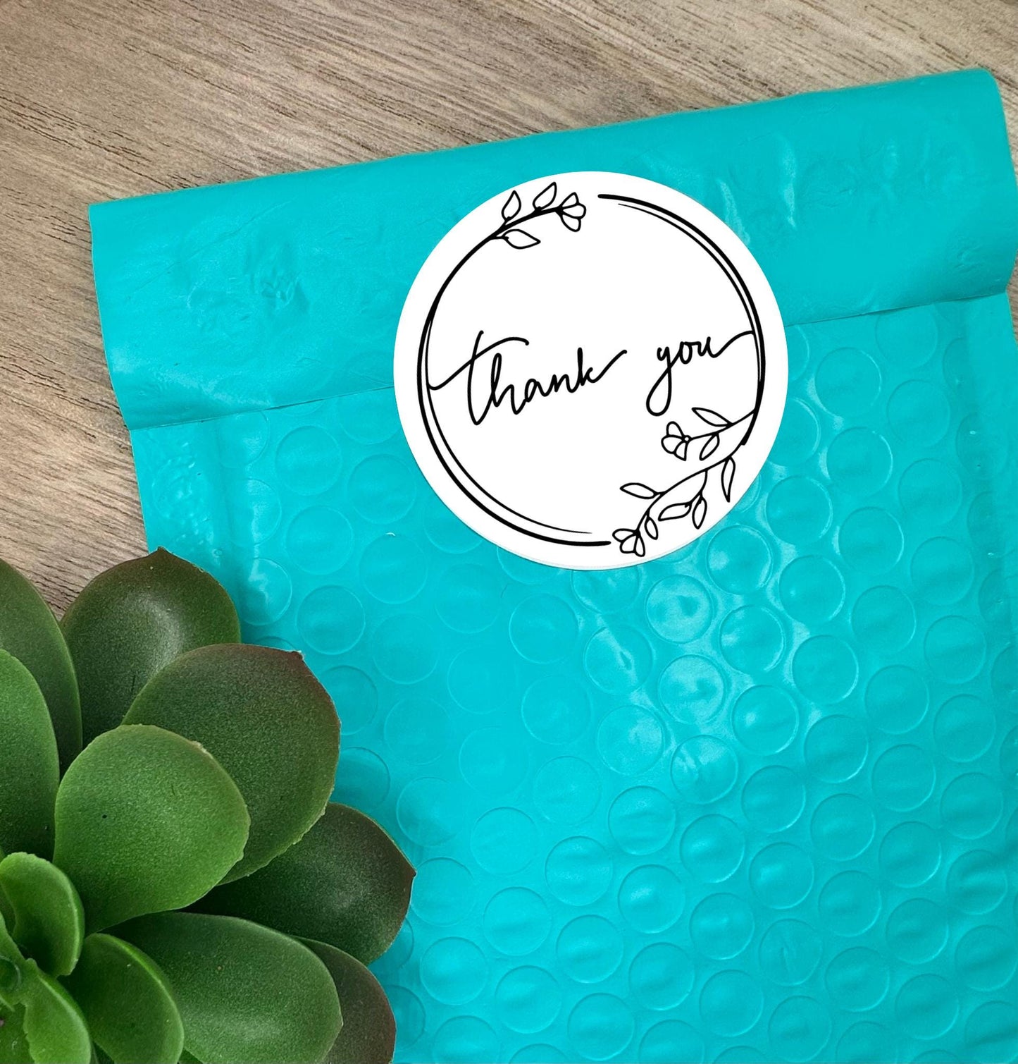 Thank You Whimsical Floral Boarder Stickers, Round 2in Business Packing Stickers