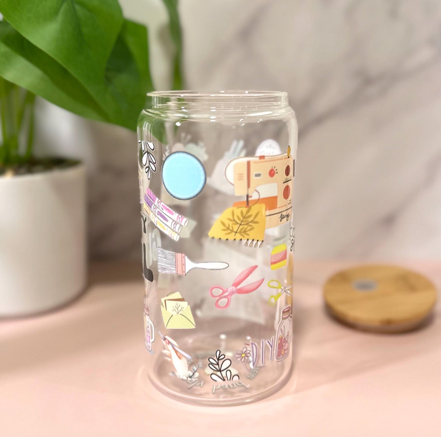 Crafty Girl • Glass Can Cup 16oz