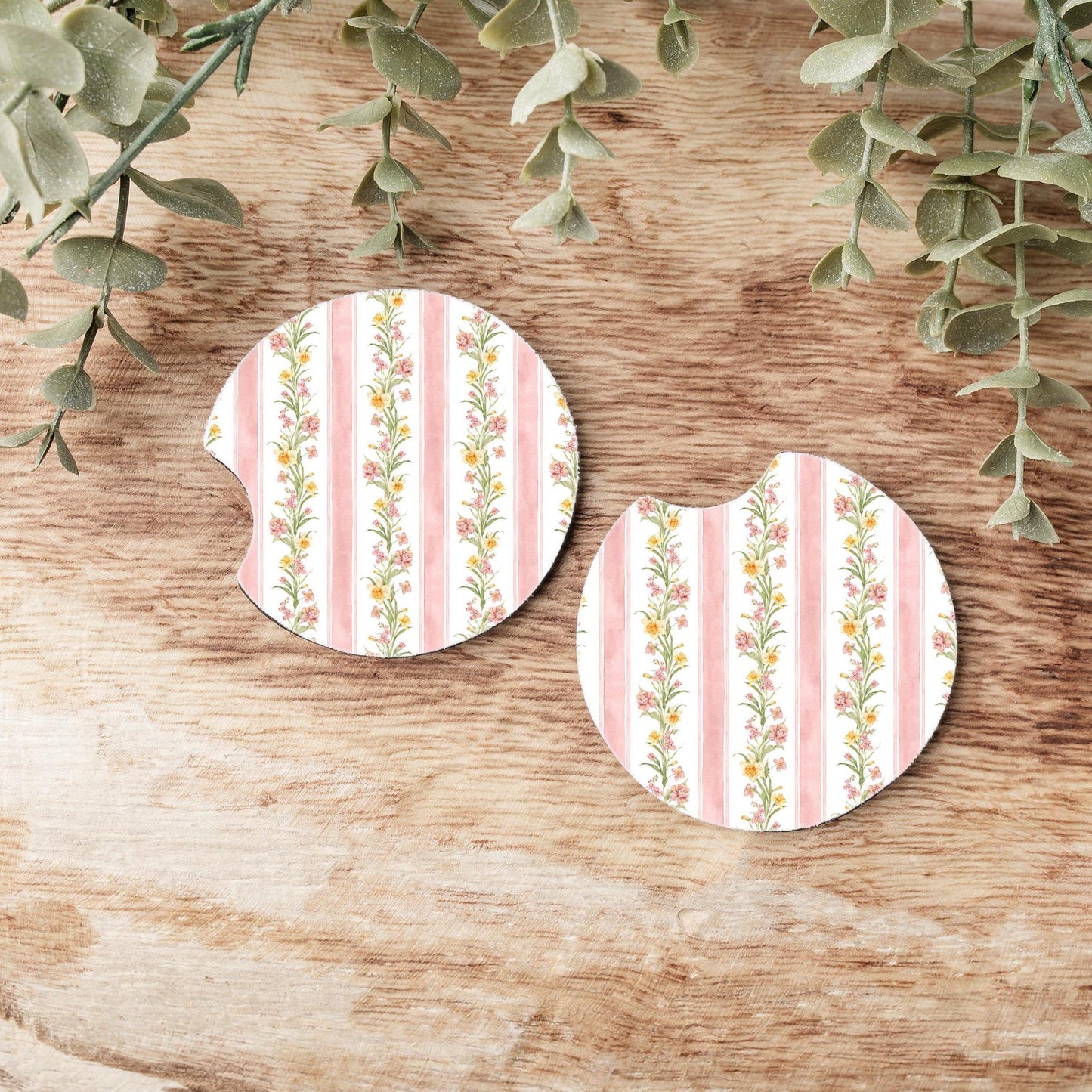Vintage Vines Car Coasters: Neoprene Auto Accessories