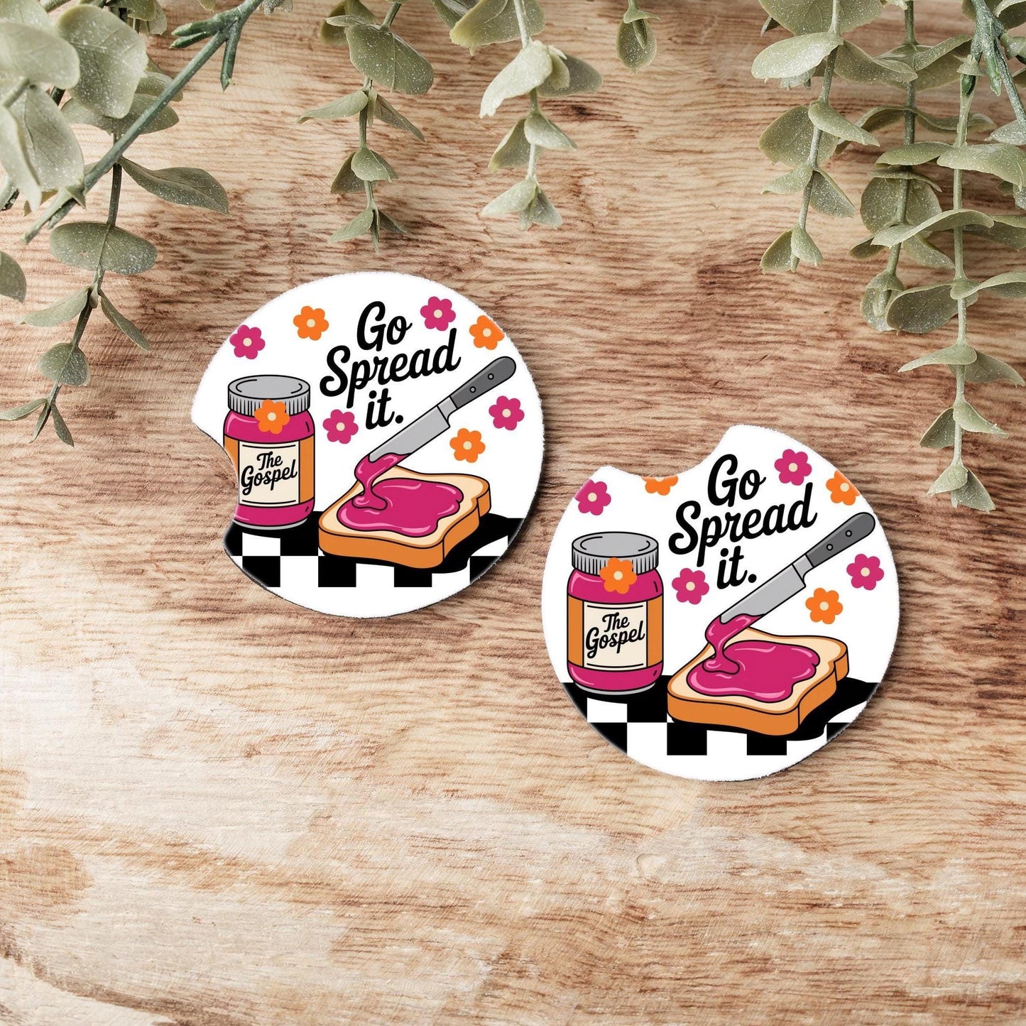 Go Spread the Gospel Car Coasters: Neoprene Auto Accessories