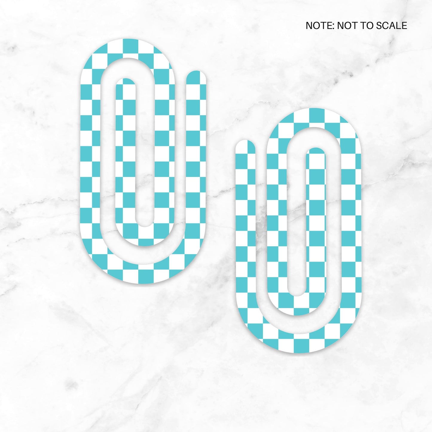 Teal Checkered Extra Large Acrylic Paper Clip (3.94 x 1.97 in) | Jumbo Clear Bookmark | Cute Desk Accessory & Stationery Gift