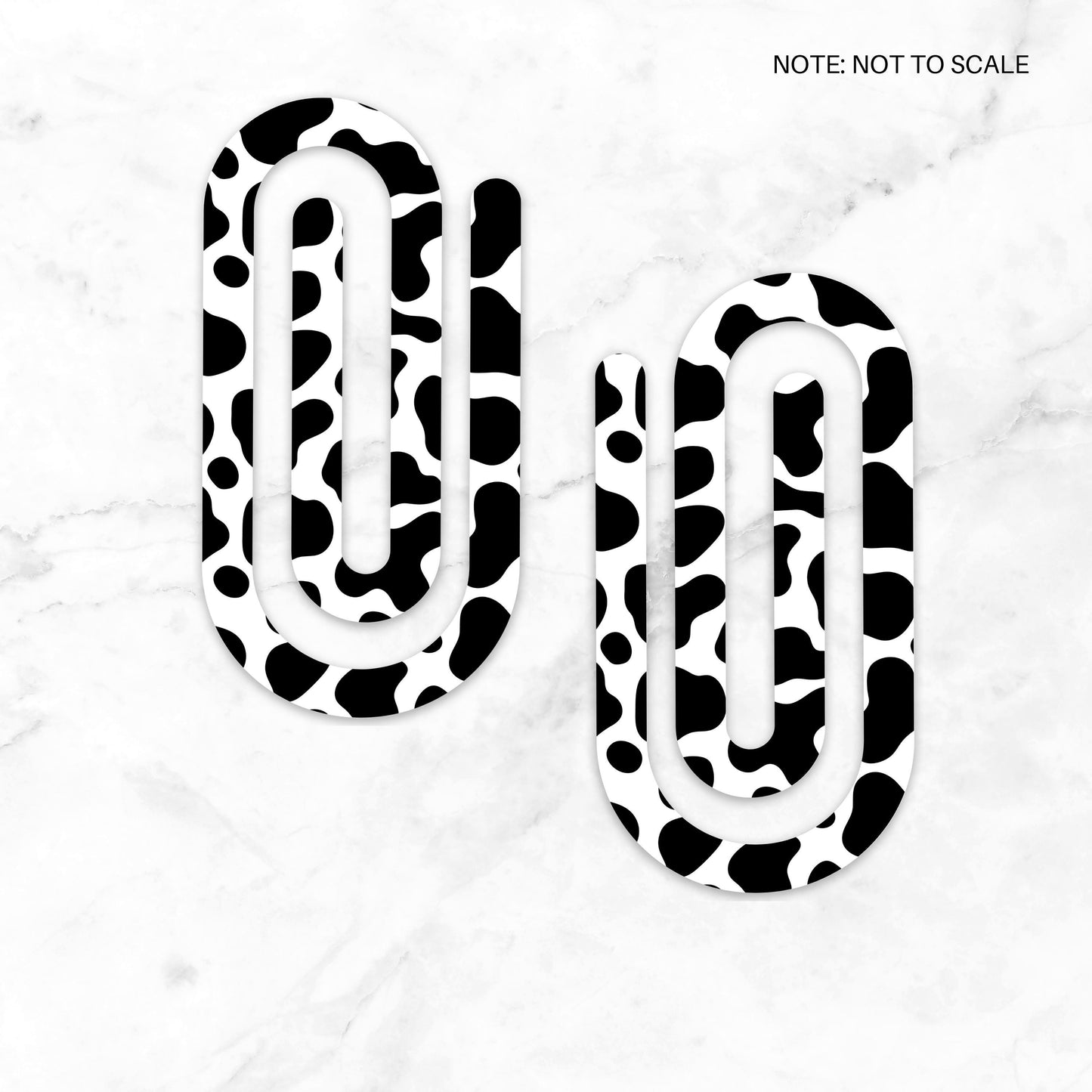 Cow Print Extra Large Acrylic Paper Clip (3.94 x 1.97 in) | Jumbo Clear Bookmark | Cute Desk Accessory & Stationery Gift