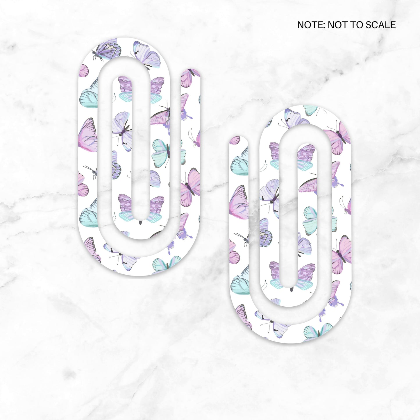 Butterfly Pattern Extra Large Acrylic Paper Clip (3.94 x 1.97 in) | Jumbo Clear Bookmark | Cute Desk Accessory & Stationery Gift