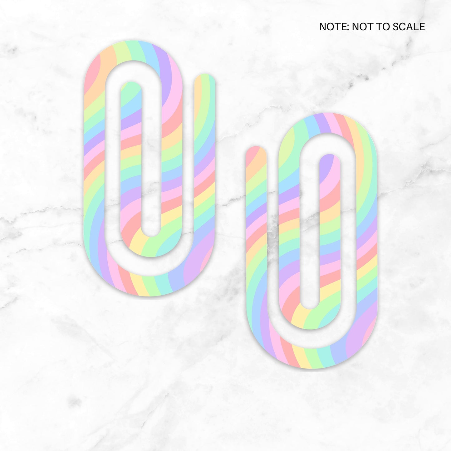 Pastel Rainbow Extra Large Acrylic Paper Clip (3.94 x 1.97 in) | Jumbo Clear Bookmark | Cute Desk Accessory & Stationery Gift