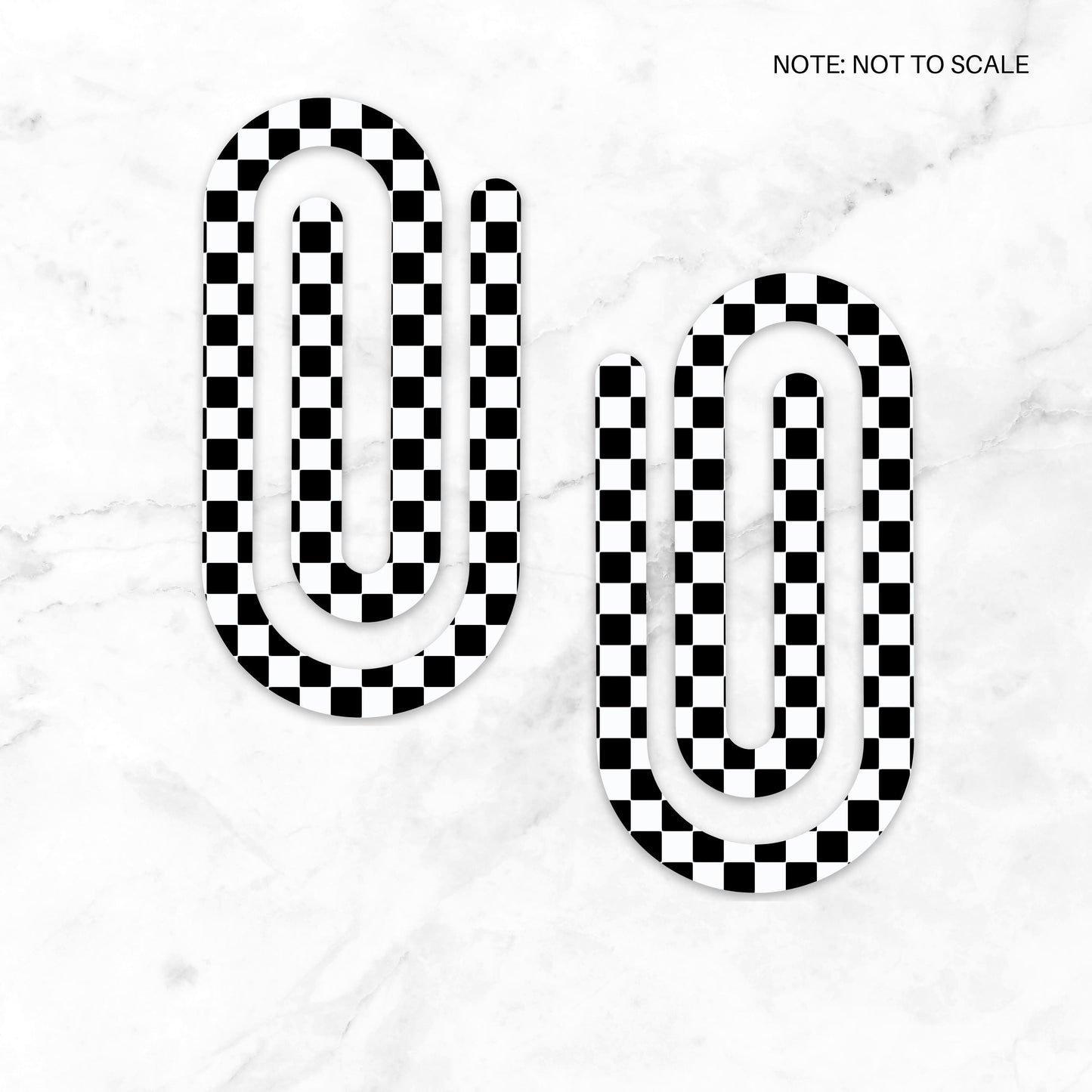 Classic Checkered Extra Large Acrylic Paper Clip (3.94 x 1.97 in) | Jumbo Clear Bookmark | Cute Desk Accessory & Stationery Gift