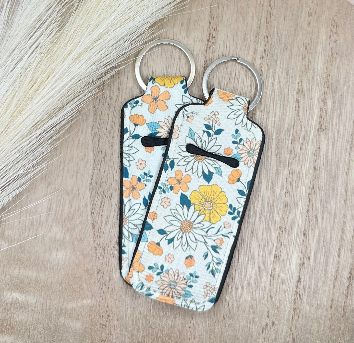 Floral Vintage Style Chapstick Holder Lip Balm Sleeve Neoprene