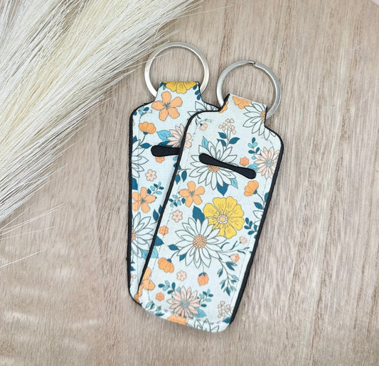 Floral Vintage Style Chapstick Holder Lip Balm Sleeve Neoprene
