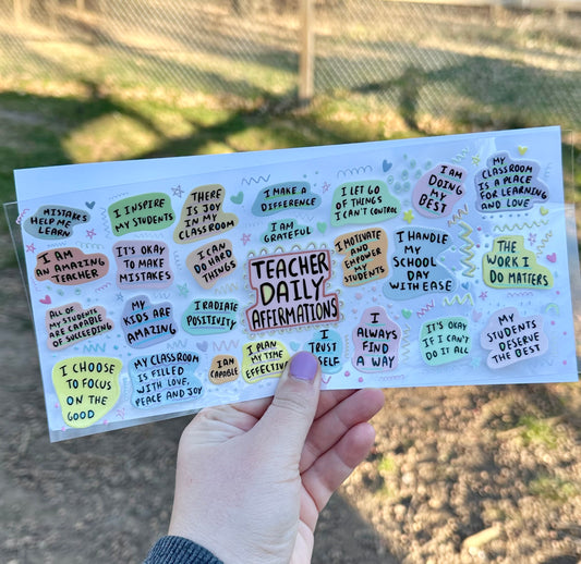 Teacher Affirmations | UV DTF Can Cup Wrap - Ready to Apply