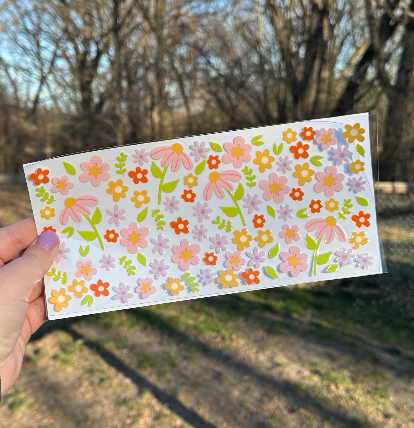 Falling Flowers | UV DTF Can Cup Wrap | Ready to Apply