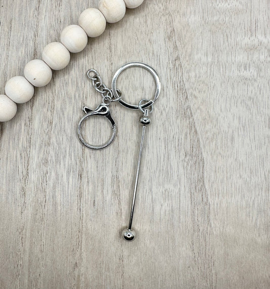 Beadable Key Chain Bar Silver
