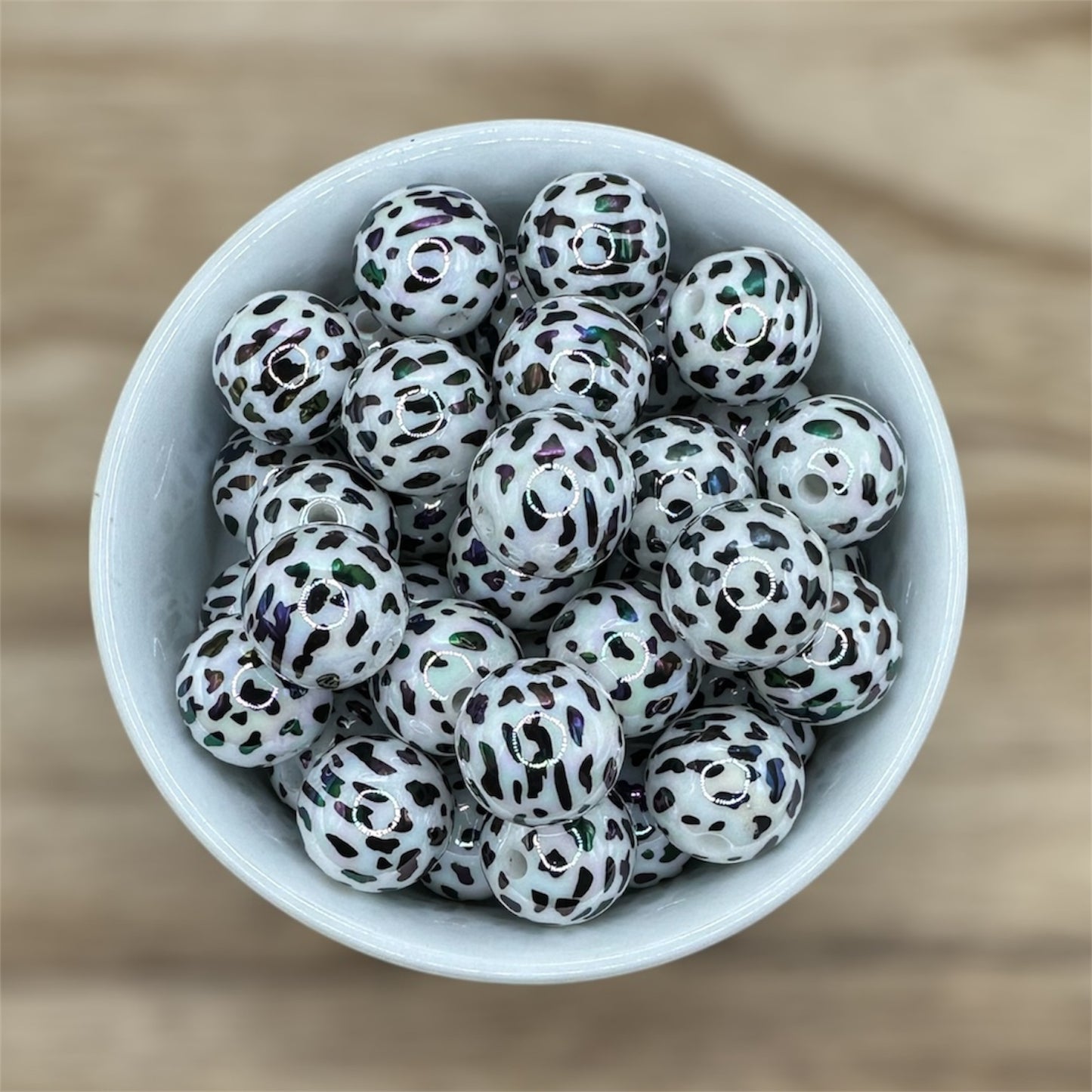 Cow Print UV Acrylic 16mm | 10pcs Round Acrylic Beads