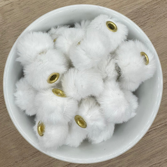 White Fuzzy Fur Pom Pom Spacers