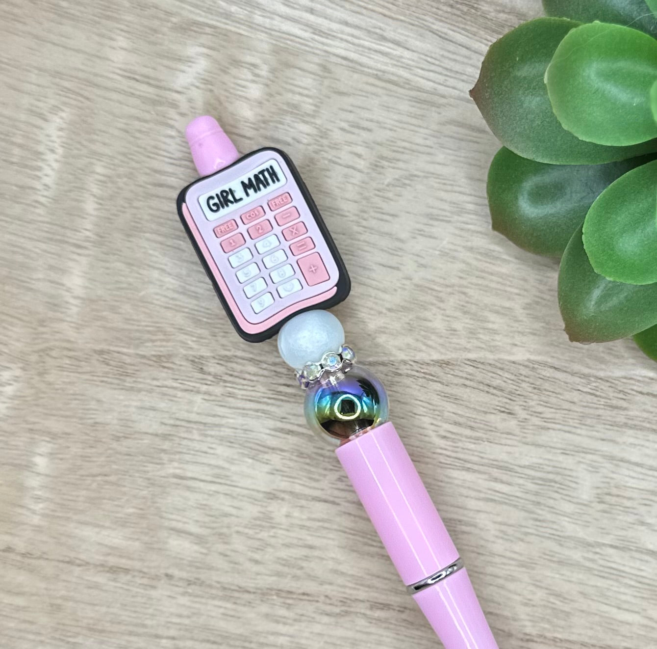 Girl Math Pink Beaded Pen
