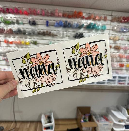 Nana Floral | UV DTF Can Cup Wrap - Ready to Apply
