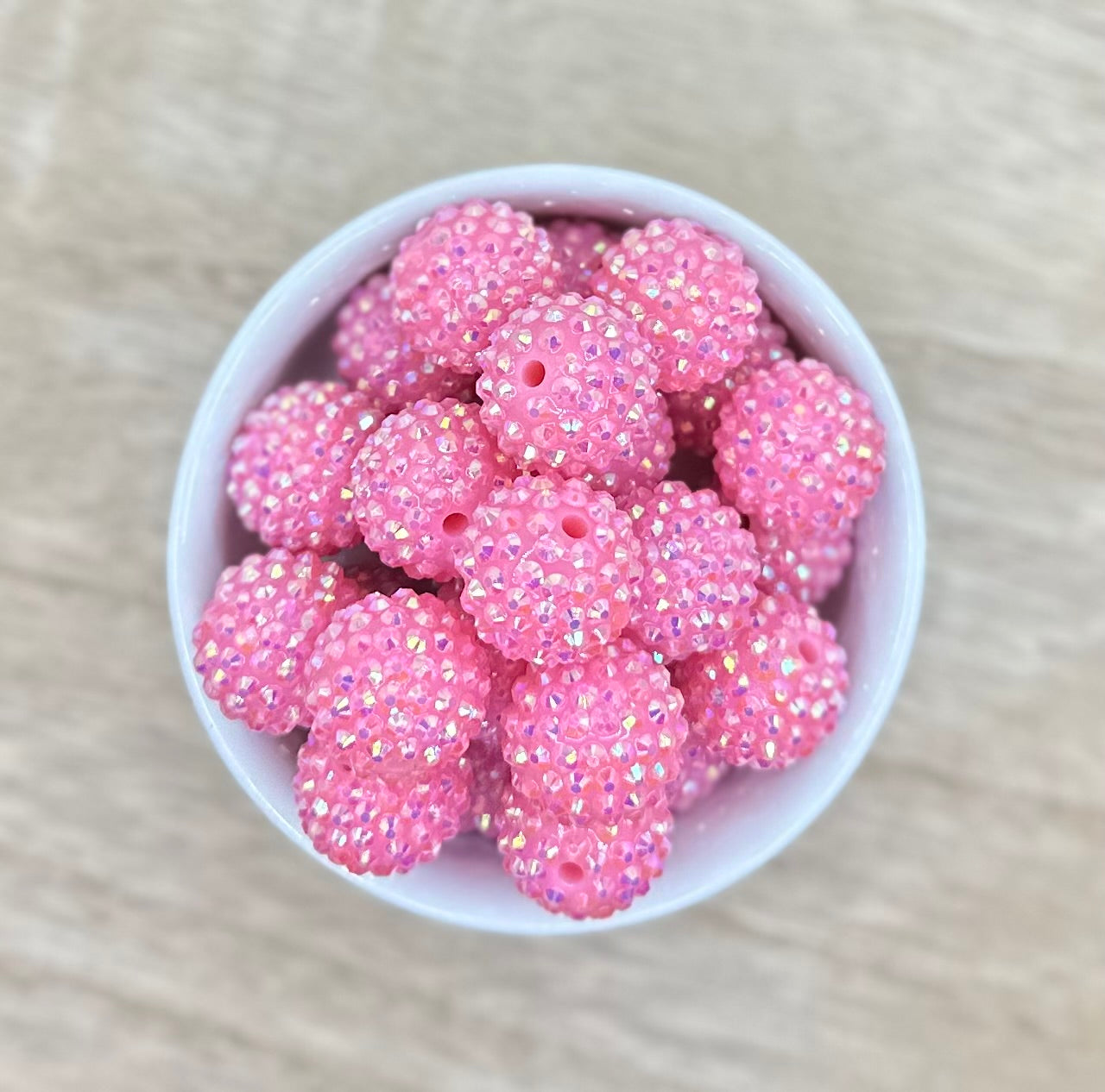 Bubble Gum Pink 20mm Rhinestone Acrylic Beads