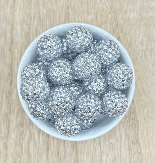 Silver 20mm Rhinestone Acrylic Beads