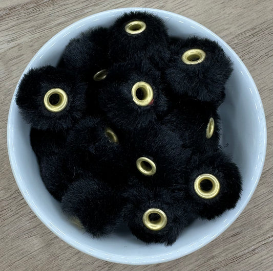 Black Fuzzy Fur Pom Pom Spacer