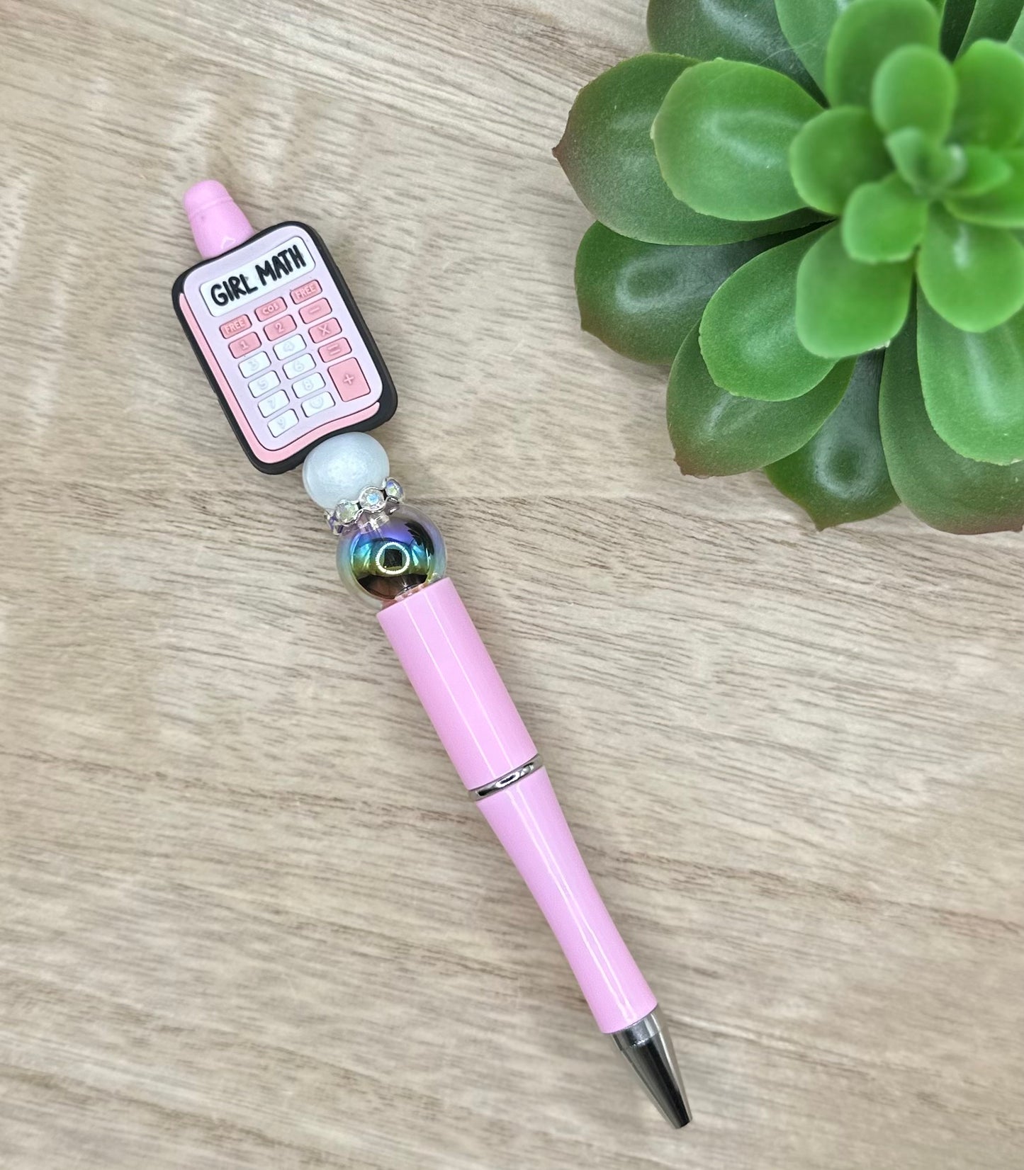 Girl Math Pink Beaded Pen