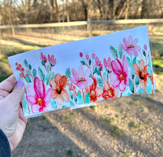 Watercolor Flowers | UV DTF Can Cup Wrap | Ready to Apply