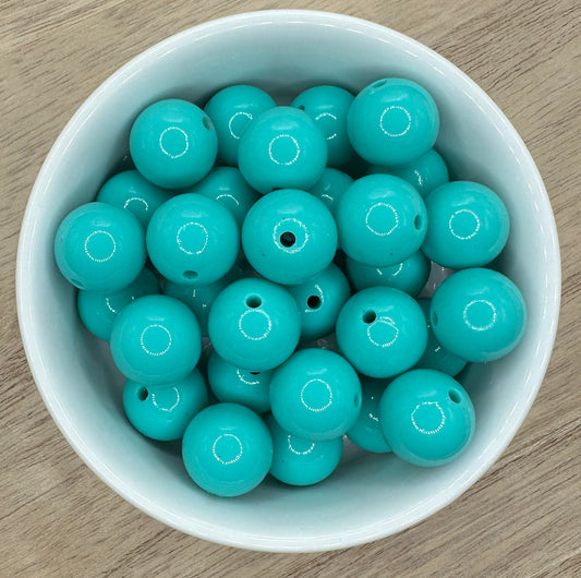 Aqua Teal Glossy Liquid 15mm Round Silicone Beads