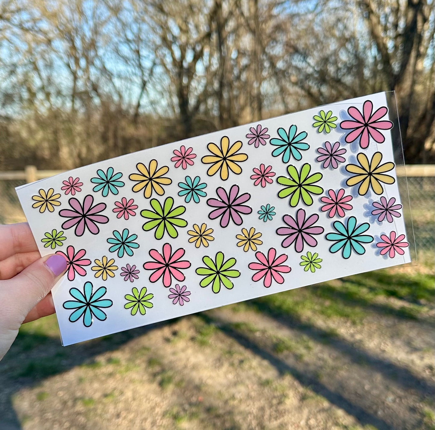 Groovy Flowers | UV DTF Can Cup Wrap | Ready to Apply