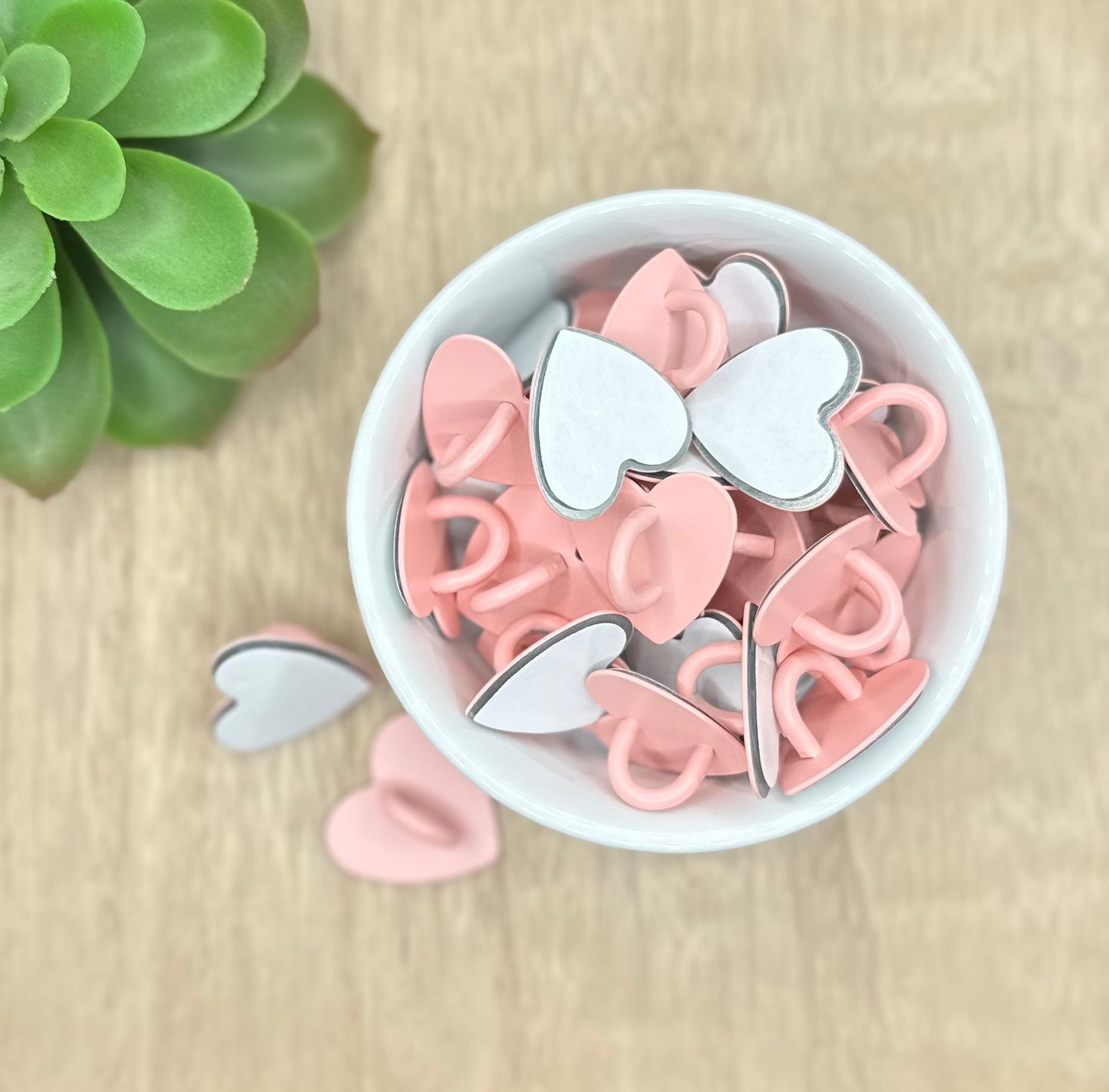 Light Pink Heart Shaped Adhesive Phone Cup Charm Holders