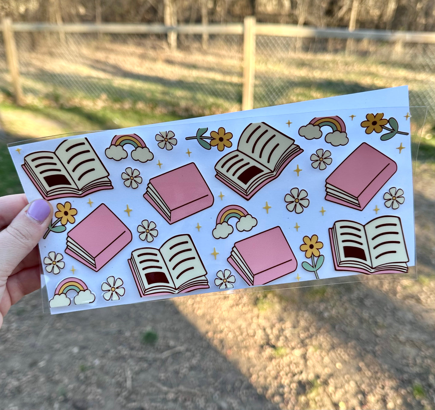 Books and Rainbows | UV DTF Can Cup Wrap | Ready to Apply