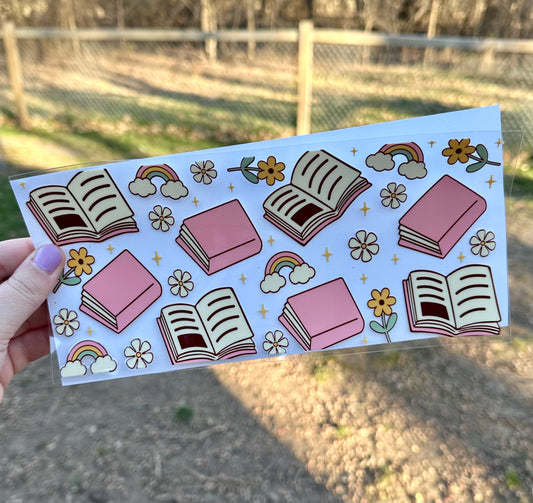 Books and Rainbows | UV DTF Can Cup Wrap | Ready to Apply