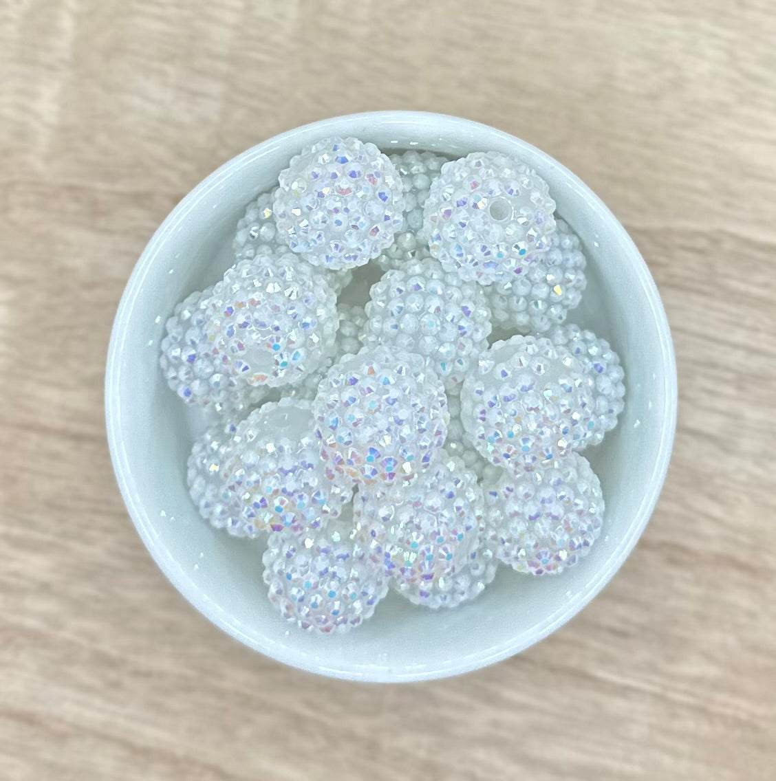 White 20mm Rhinestone Acrylic Beads
