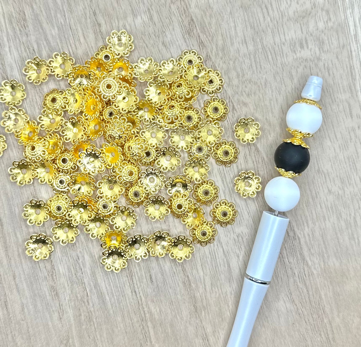 Elegant Swirl 12mm Gold Bead Cap - 10 Pack