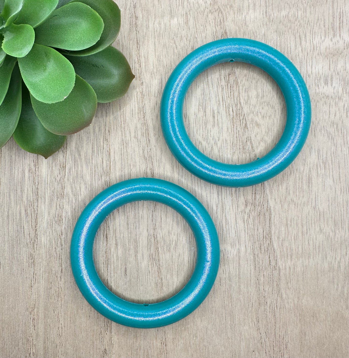 Teal Opal Shine Silicone Ring Bead Car Charms