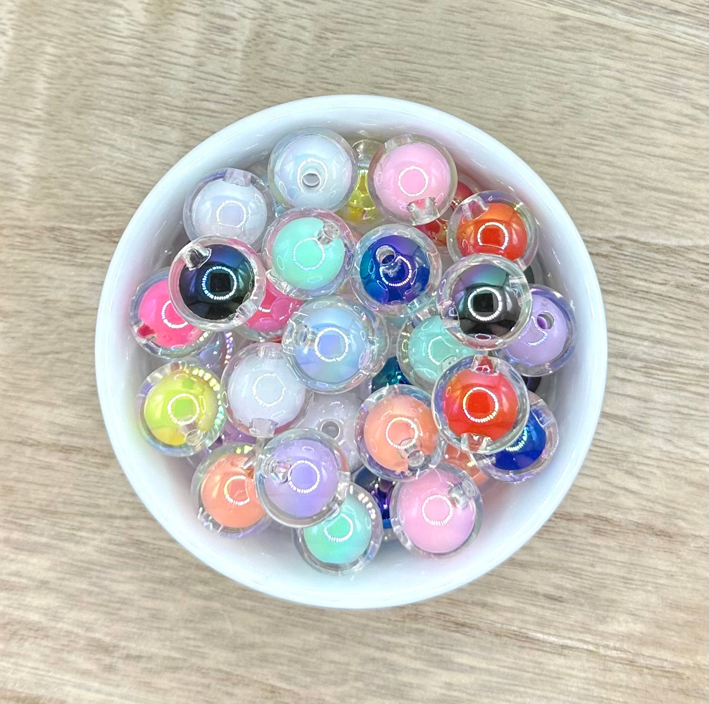 Bubble Mixed Colors UV 16mm Round Printed Acrylic Beads