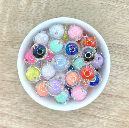 Bubble Mixed Colors UV 16mm Round Printed Acrylic Beads