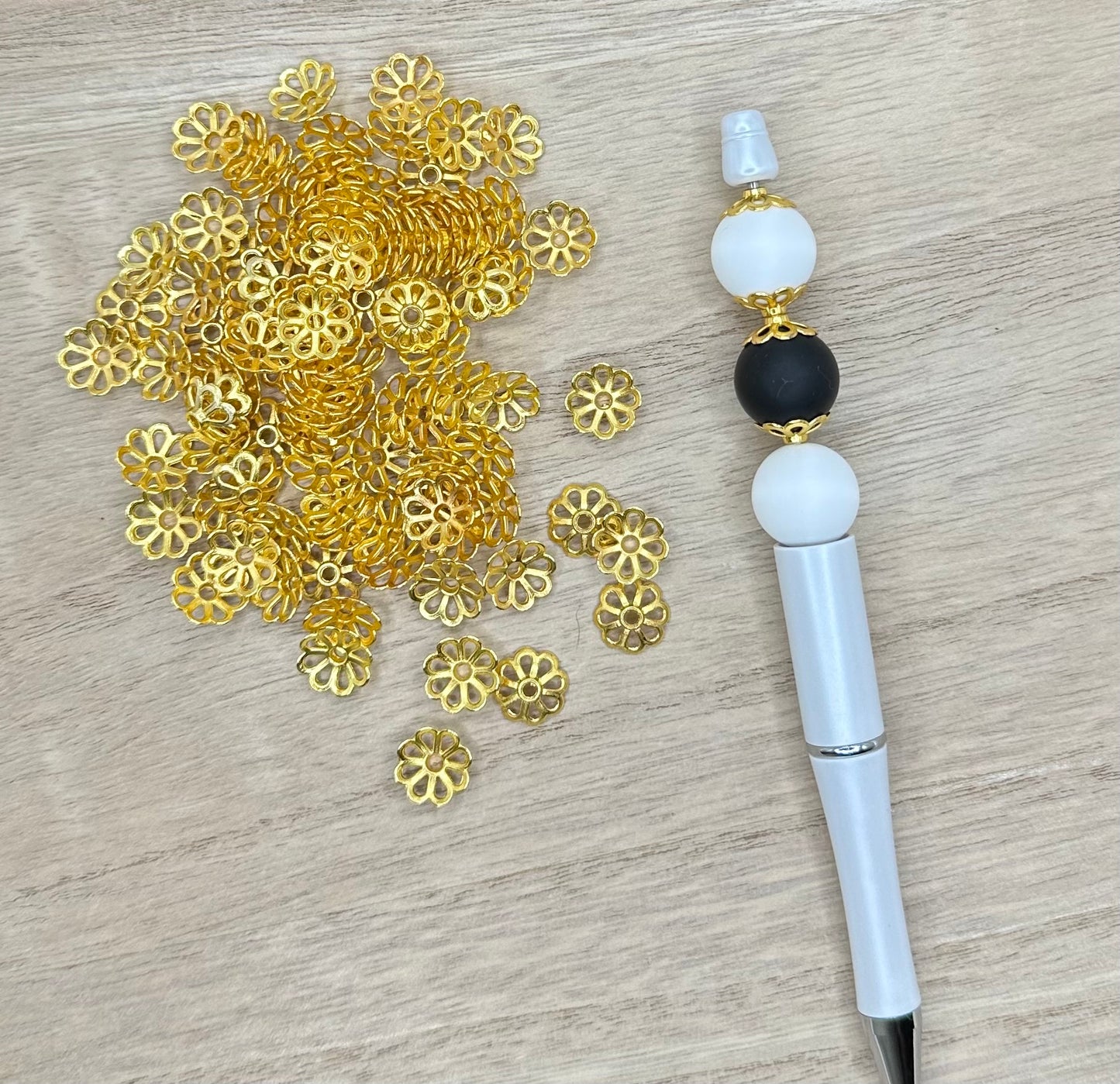 Flower 11mm Gold Bead Cap - 10 Pack