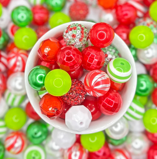 Christmas Mix | Red, Pink, White | 20mm 10pcs Acrylic Bead Mix