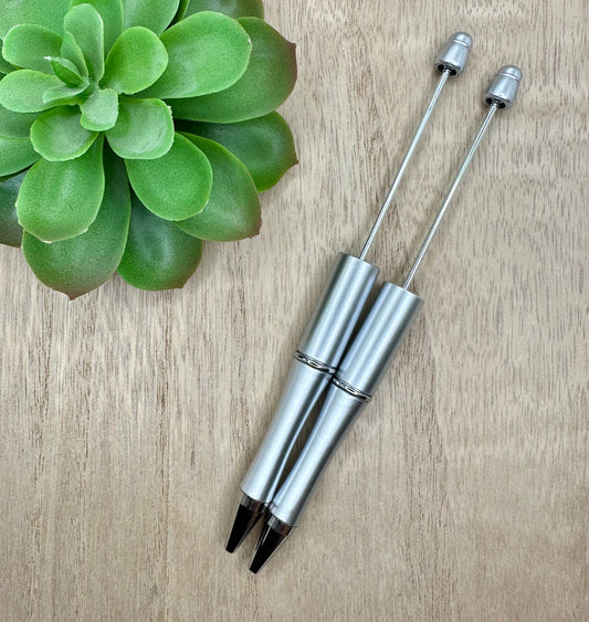 Matte Silver Beadable Pen Blank