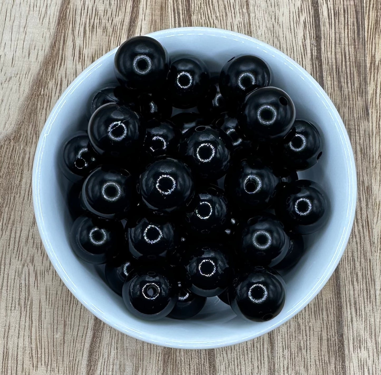 Black Liquid Gloss 15mm Round Silicone Beads