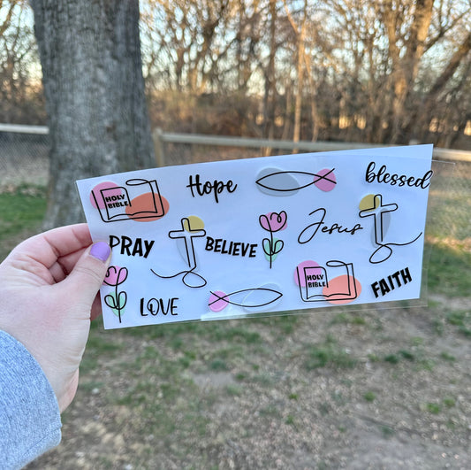 Jesus Faith Christian Fish UV DTF Can Cup Wrap - Ready to Apply