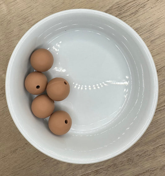 Camel | 15mm Round Silicone Beads