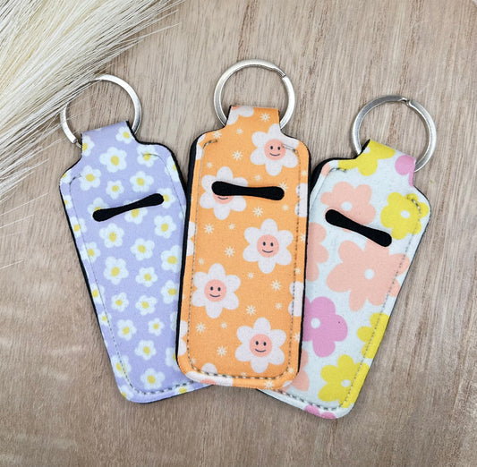 Floral Groovy Style Chapstick Holder Lip Balm Sleeve Neoprene