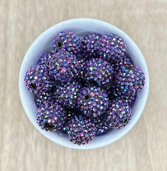 Purple Dragon Scales 20mm Rhinestone Acrylic Beads